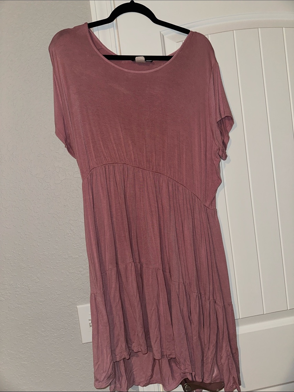 Women’s Mauve Pink Tiered Short Sleeve Dress